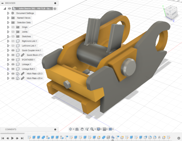 NEW - John Deere 35G Quick Coupler CAD Model Assembly with Quick Coupler - Image 2