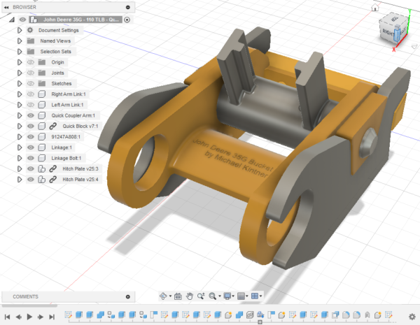 NEW - John Deere 35G Quick Coupler CAD Model Assembly with Quick Coupler - Image 3