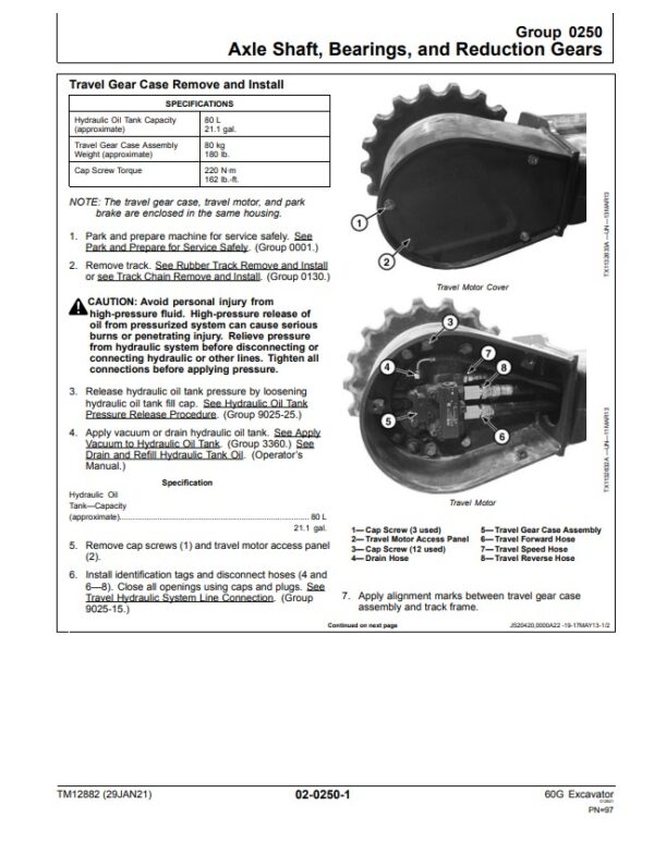 Screenshot jd60g repair text manual axle shaft
