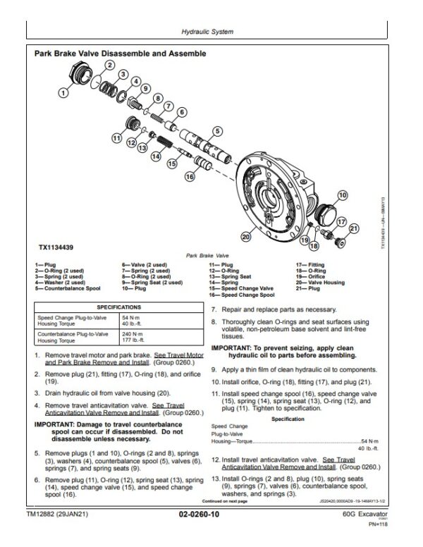 Screenshot jd60g repair text manual brake