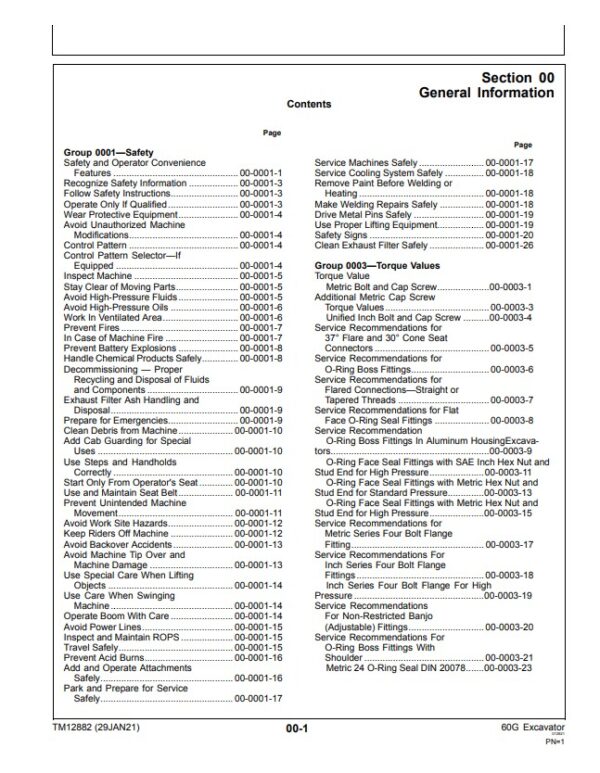Screenshot jd60g repair text manual intro